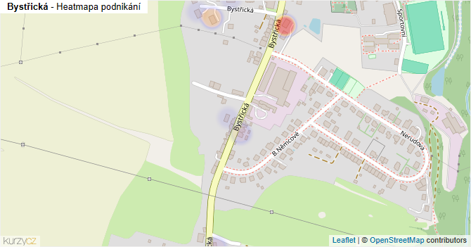 Bystřická - mapa podnikání