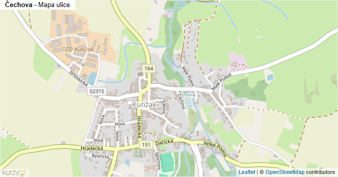 Čechova - mapa ulice