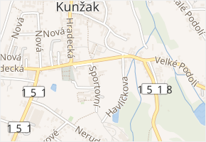 Dačická v obci Kunžak - mapa ulice