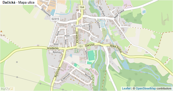 Dačická - mapa ulice