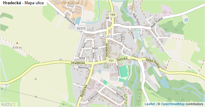 Hradecká - mapa ulice