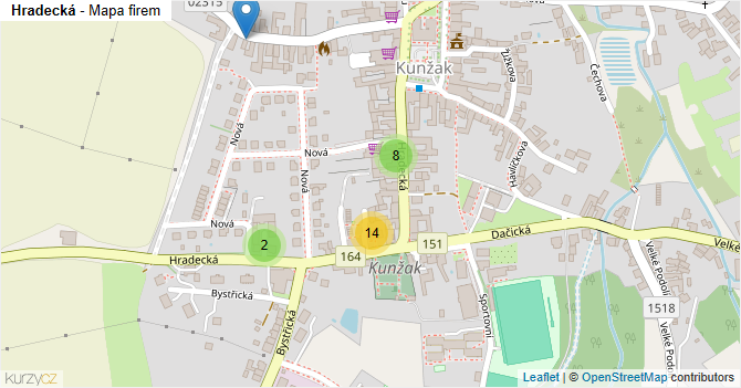 Hradecká - mapa firem