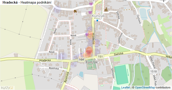 Hradecká - mapa podnikání