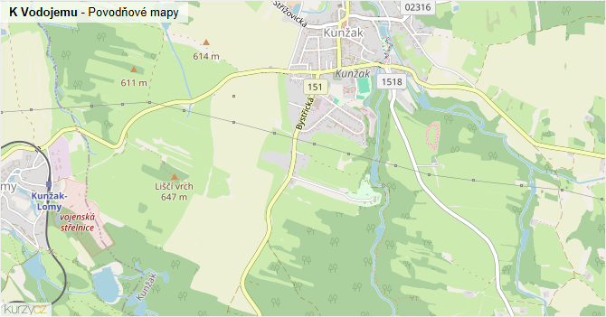 K Vodojemu - záplavové mapy stoleté vody