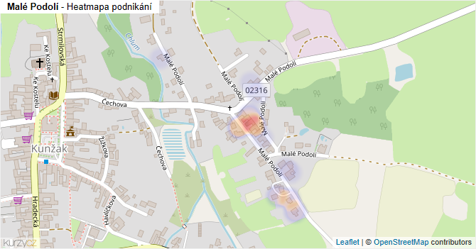 Malé Podolí - mapa podnikání