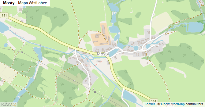 Mosty - mapa části obce