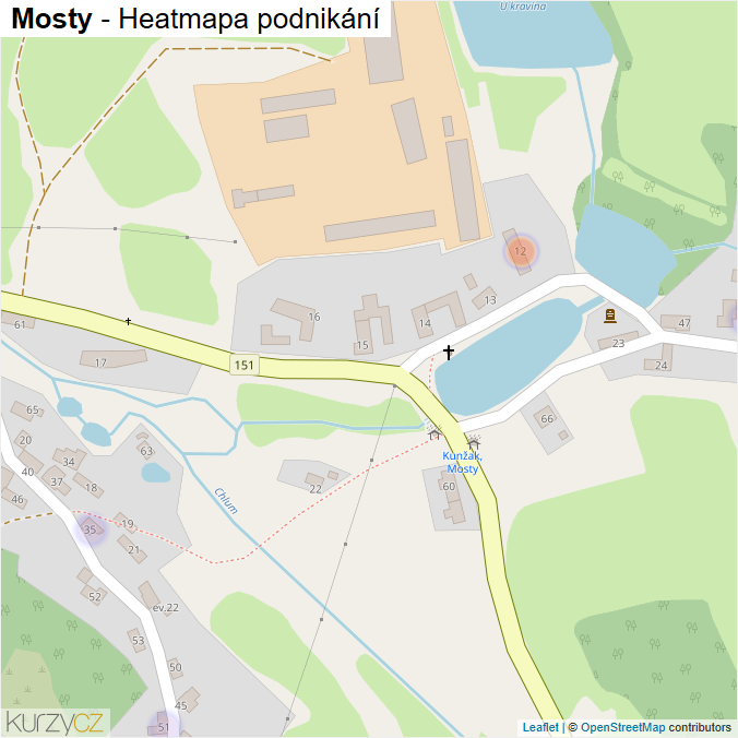 Mapa Mosty - Firmy v části obce.