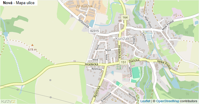 Nová - mapa ulice