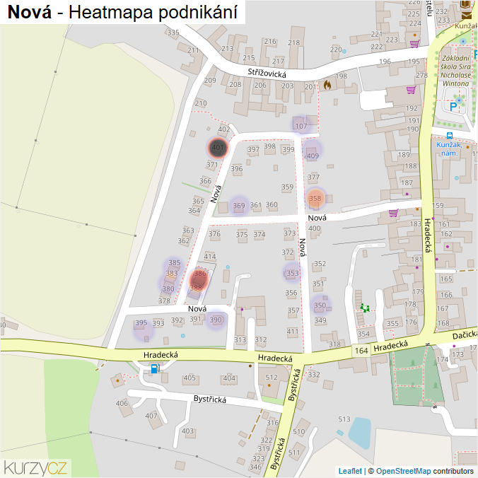 Mapa Nová - Firmy v ulici.