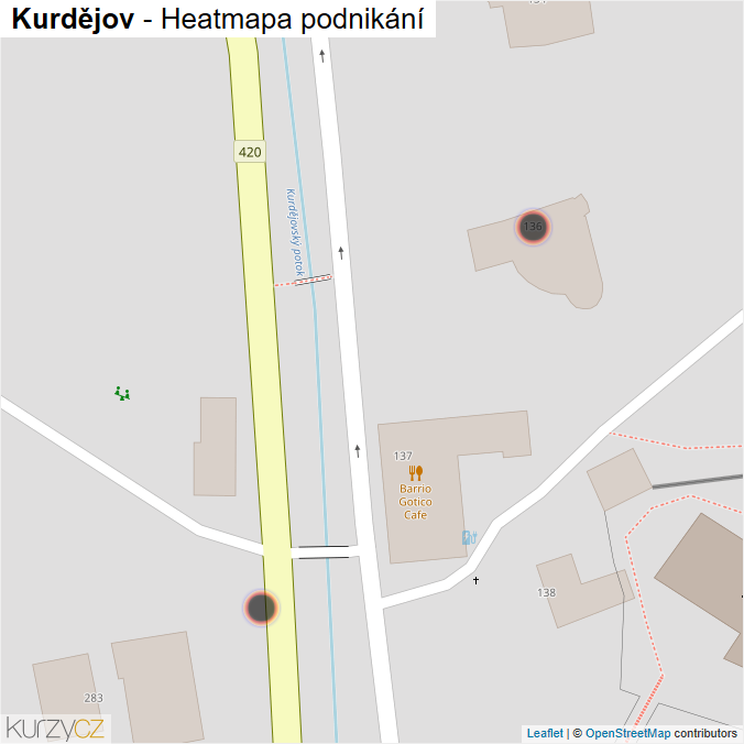 Mapa Kurdějov - Firmy v obci.