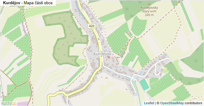 Kurdějov - mapa části obce