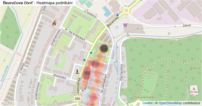 Bezručova čtvrť - mapa podnikání
