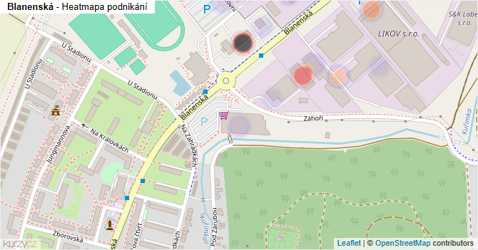 Blanenská - mapa podnikání