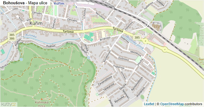 Bohoušova - mapa ulice