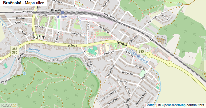 Brněnská - mapa ulice