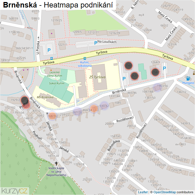 Mapa Brněnská - Firmy v ulici.