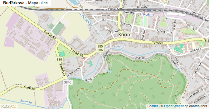 Buďárkova - mapa ulice