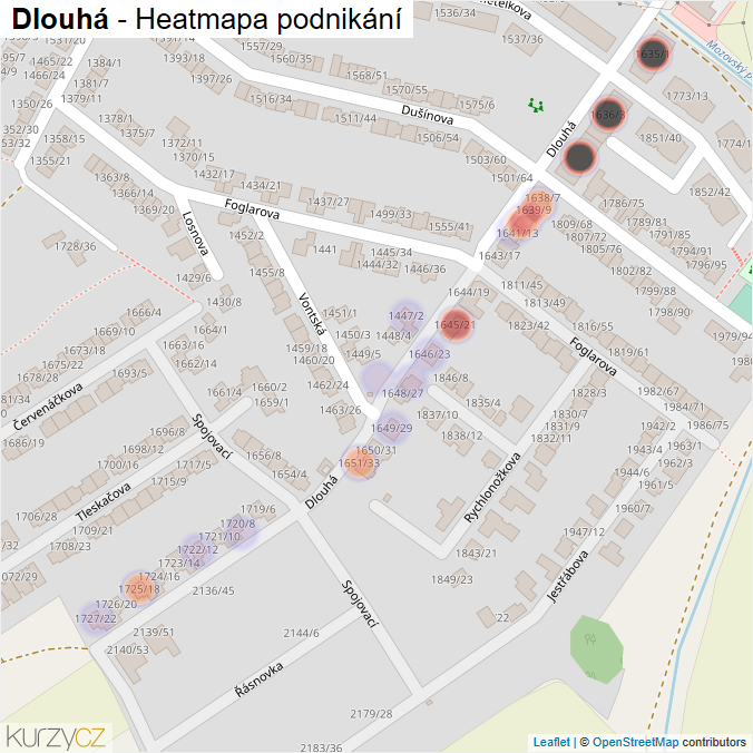 Mapa Dlouhá - Firmy v ulici.