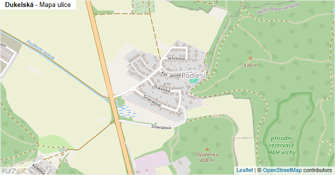 Dukelská - mapa ulice