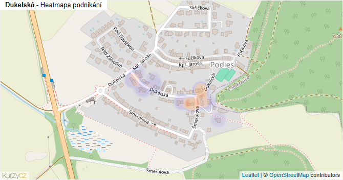 Dukelská - mapa podnikání