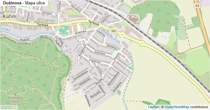Dušínova - mapa ulice
