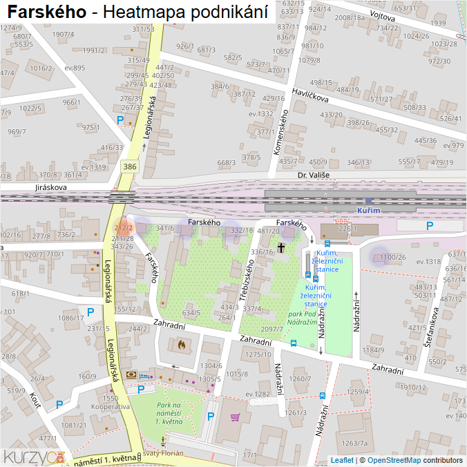 Mapa Farského - Firmy v ulici.