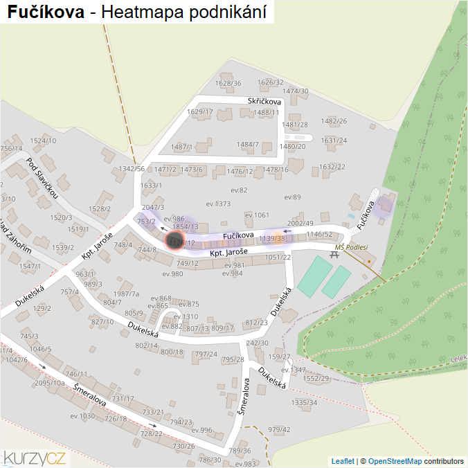 Mapa Fučíkova - Firmy v ulici.