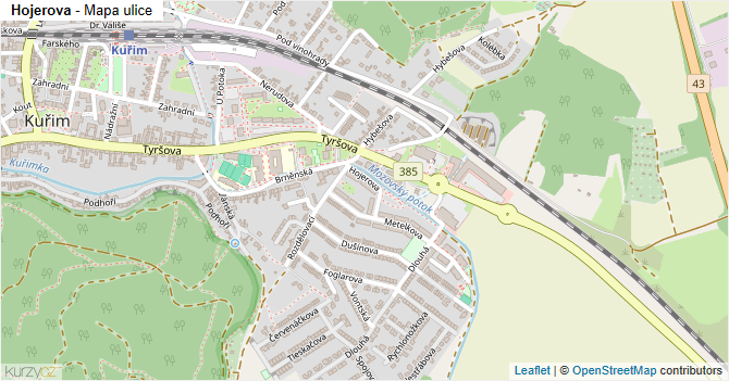 Hojerova - mapa ulice