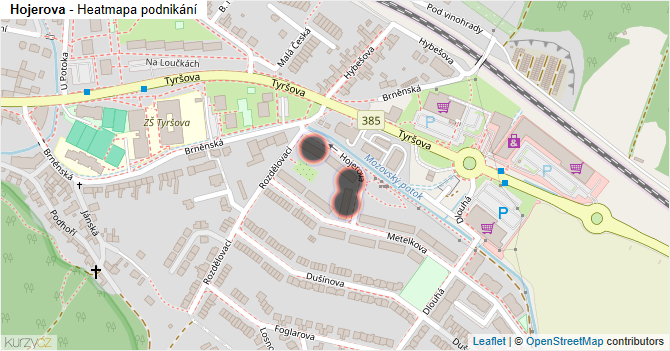 Hojerova - mapa podnikání