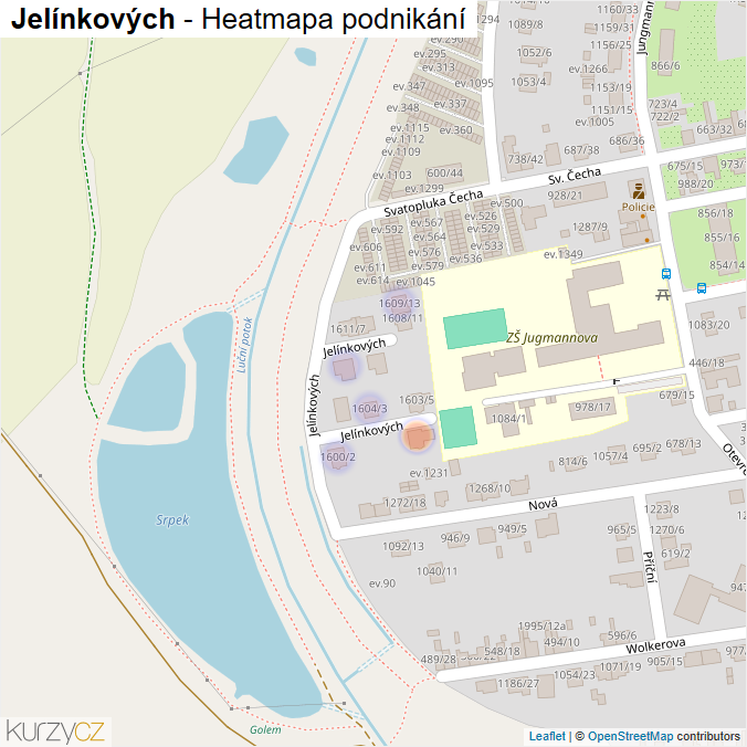 Mapa Jelínkových - Firmy v ulici.