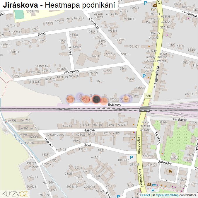 Mapa Jiráskova - Firmy v ulici.