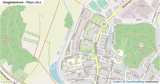 Jungmannova - mapa ulice