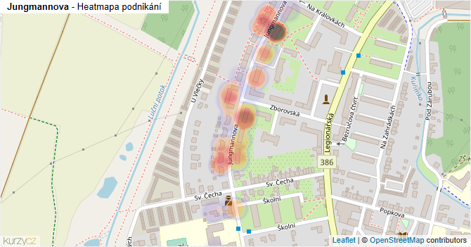 Jungmannova - mapa podnikání