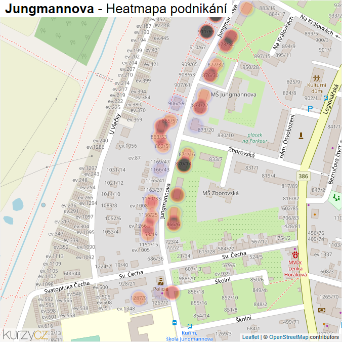 Mapa Jungmannova - Firmy v ulici.