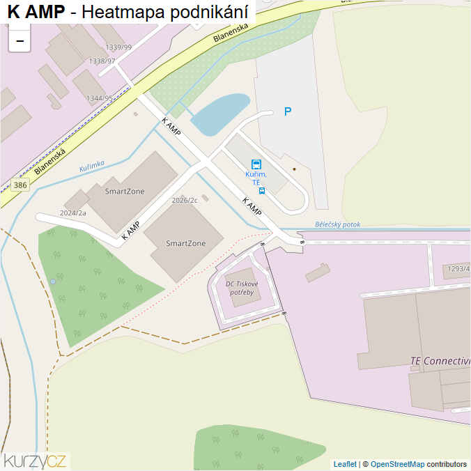 Mapa K AMP - Firmy v ulici.