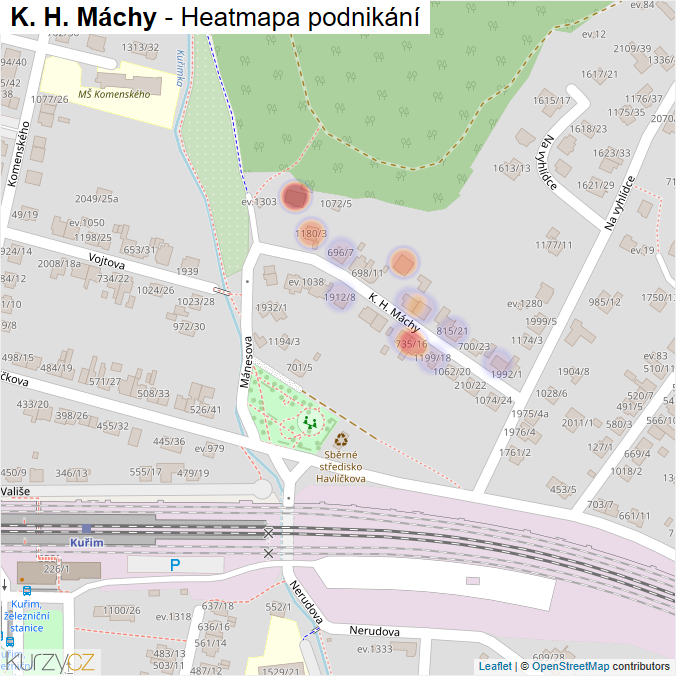 Mapa K. H. Máchy - Firmy v ulici.