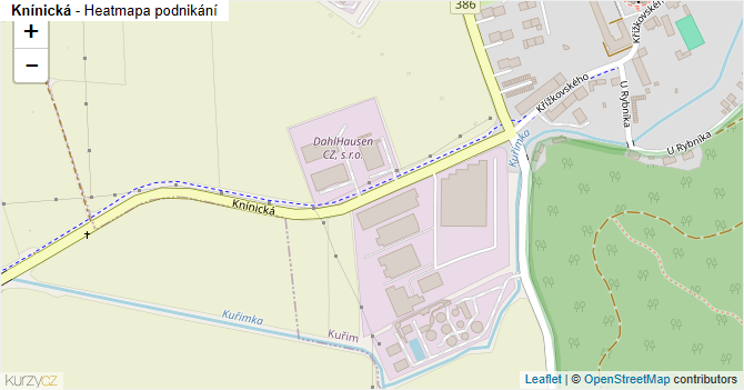 Knínická - mapa podnikání