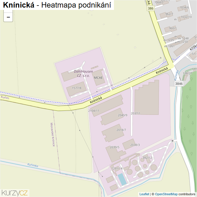 Mapa Knínická - Firmy v ulici.