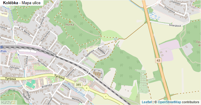 Kolébka - mapa ulice