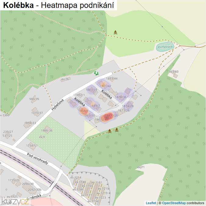 Mapa Kolébka - Firmy v ulici.