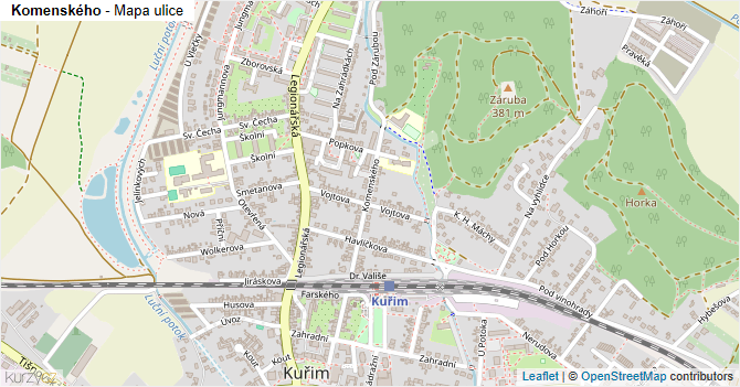 Komenského - mapa ulice