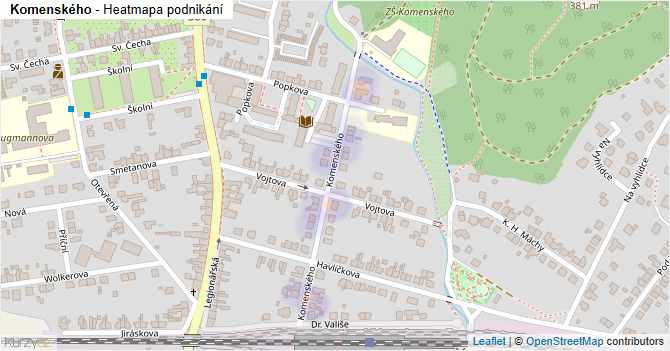 Komenského - mapa podnikání