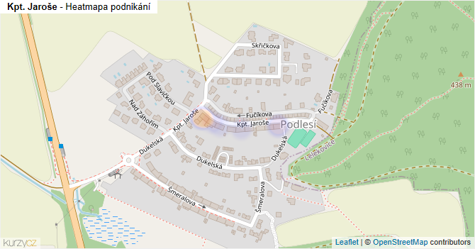 Kpt. Jaroše - mapa podnikání