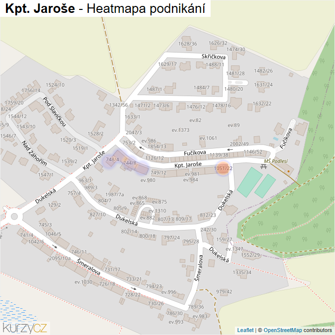 Mapa Kpt. Jaroše - Firmy v ulici.