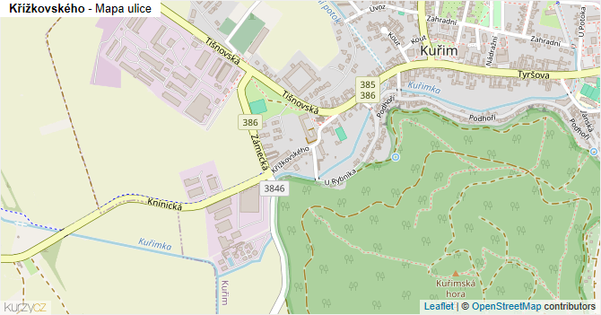 Křížkovského - mapa ulice