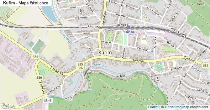 Kuřim - mapa části obce