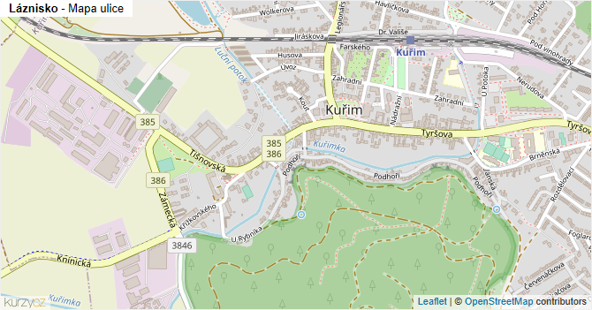 Láznisko - mapa ulice