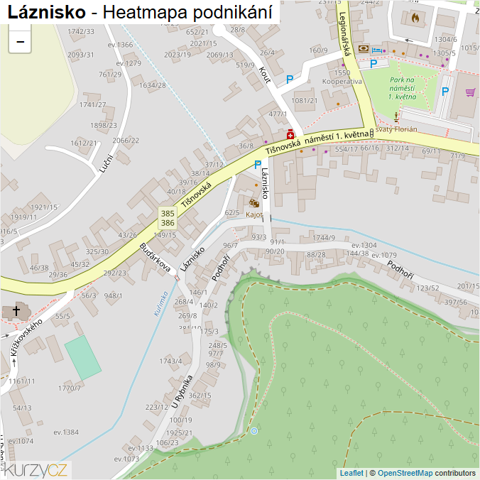 Mapa Láznisko - Firmy v ulici.