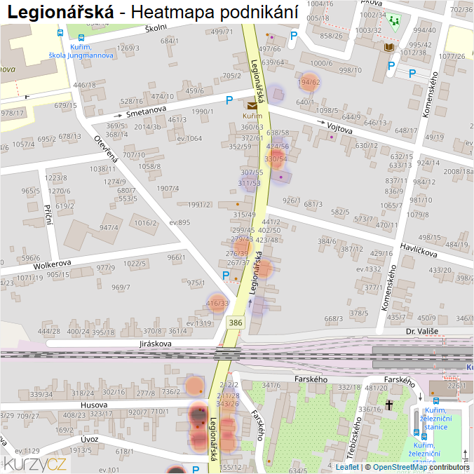 Mapa Legionářská - Firmy v ulici.