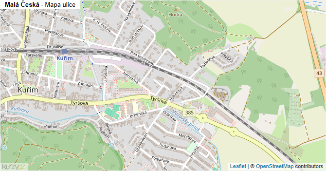 Malá Česká - mapa ulice